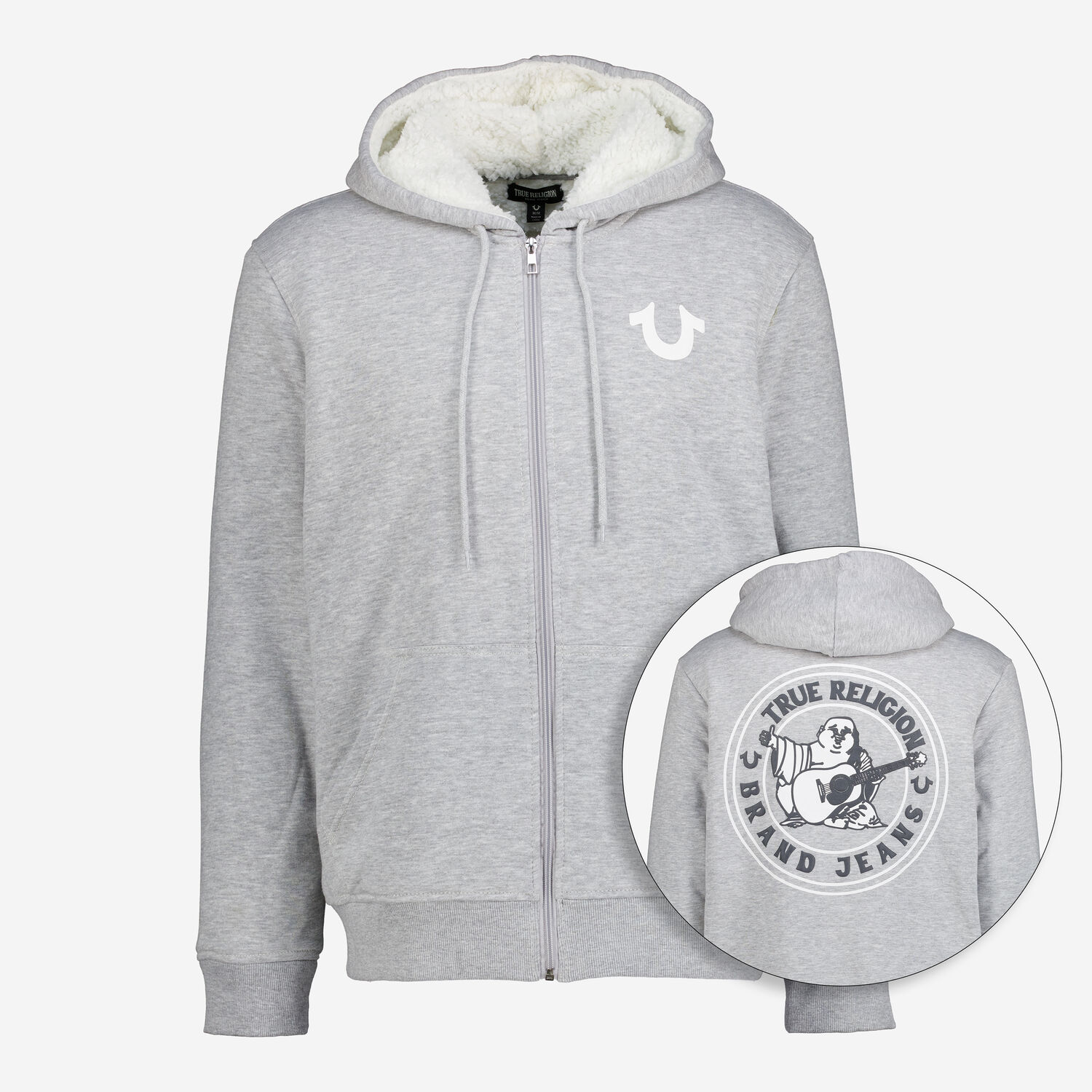 Heather Grey Logo Seal Sherpa Zip Hoodie TK Maxx UK