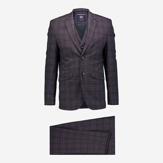 Three Piece Slate Check Bradley Suit  - Image 1 - please select to enlarge image