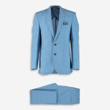 Blue Linen Blend Two Piece Suit