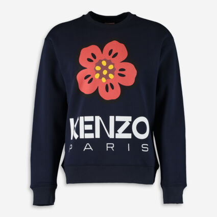 Dark Blue Floral Graphic Sweatshirt - Image 1 - please select to enlarge image