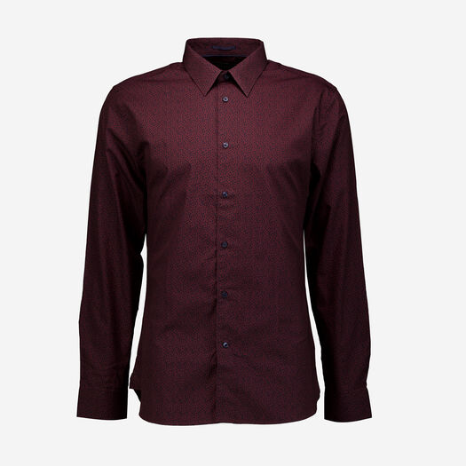Burgundy Spotty Dress Shirt - Image 1 - please select to enlarge image