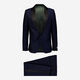 Two Piece Navy Micro Check Satin Accent Suit - Image 1 - please select to enlarge image