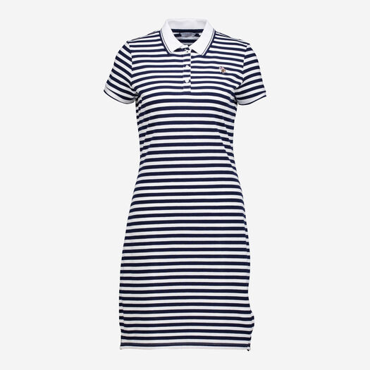 US Polo Assn Navy & White Stripe Polo Dress