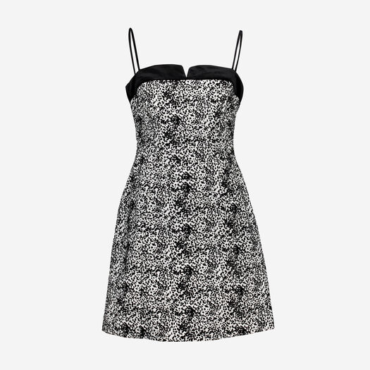 Black & White Jacquard Animal Print Strapless Mini Dress - Image 1 - please select to enlarge image