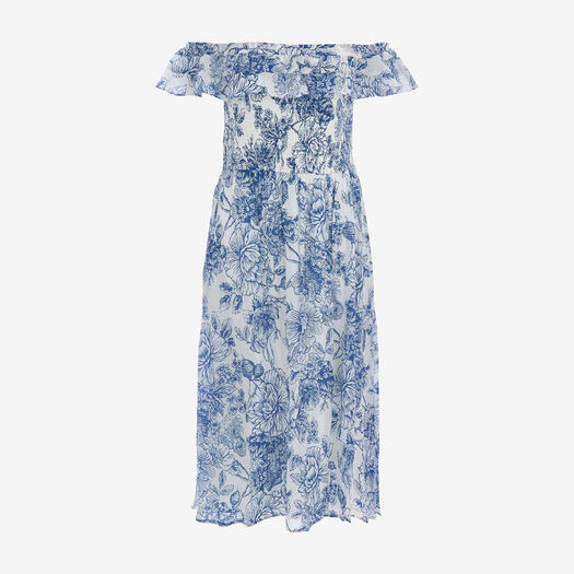 White & Blue Floral Linen Blend Dress - TK Maxx UK White & Blue Floral Linen Blend Dress - TK Maxx UK