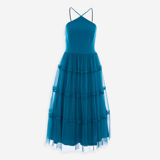 Adrianna Papell Black Mesh Maxi Dress