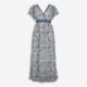 Blue & White V Neck Maxi Dress  - Image 1 - please select to enlarge image