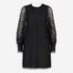 Black Animal Lace Tie Detail Midi Dress - Image 1 - please select to enlarge image