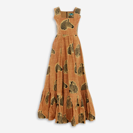 Rust Zebra Sleeveless Maxi Dress - Image 1 - please select to enlarge image