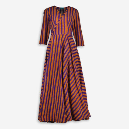 Orange & Purple Striped Wrap Maxi Dress  - Image 1 - please select to enlarge image