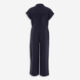 Navy Zip Linen Blend Jumpsuit - Image 2 - please select to enlarge image