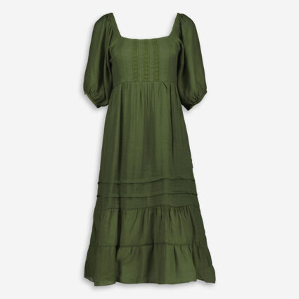 Green Puff Sleeve Midi Dress - Image 1 - please select to enlarge image
