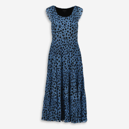 Blue & Black Patterned Midi Dress - Image 1 - please select to enlarge image
