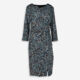 Blue Patterned Jersey Dress - Image 1 - please select to enlarge image