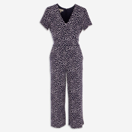 Navy Patterned Jumpsuit - Image 1 - please select to enlarge image