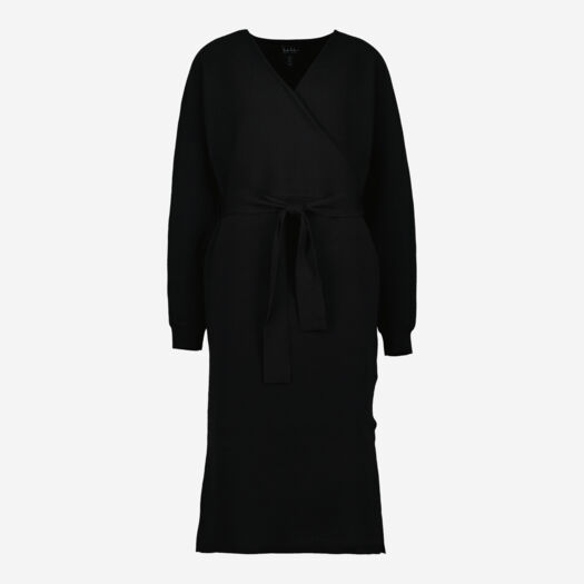 Black Wrap Midi Dress - Image 1 - please select to enlarge image