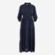 Navy Linen Blend Shirt Midi Dress - Image 1 - please select to enlarge image
