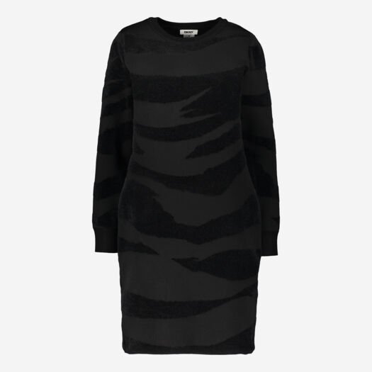 Black Chenille Detail Midi Dress - Image 1 - please select to enlarge image