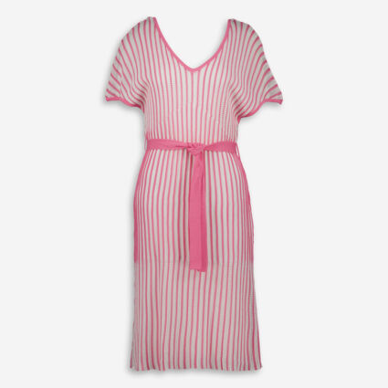 Pink & White Striped Knit Dress - Image 1 - please select to enlarge image