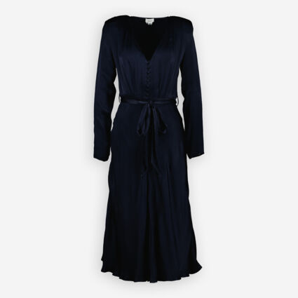 Dark Blue Meryl Satin Dress - Image 1 - please select to enlarge image