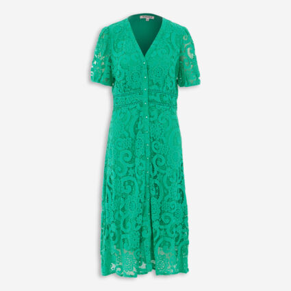 Green Floral Lace Midi Dress - Image 1 - please select to enlarge image