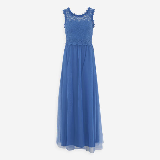 Blue Sheer Pattern Maxi Dress - Image 1 - please select to enlarge image