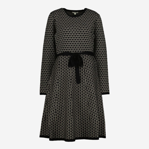 Black Heart Pattern Knit Midi Dress - Image 1 - please select to enlarge image