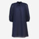 Navy Blue Patterned Dress - Image 1 - please select to enlarge image