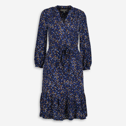 Blue Polkadot Midi Dress  - Image 1 - please select to enlarge image