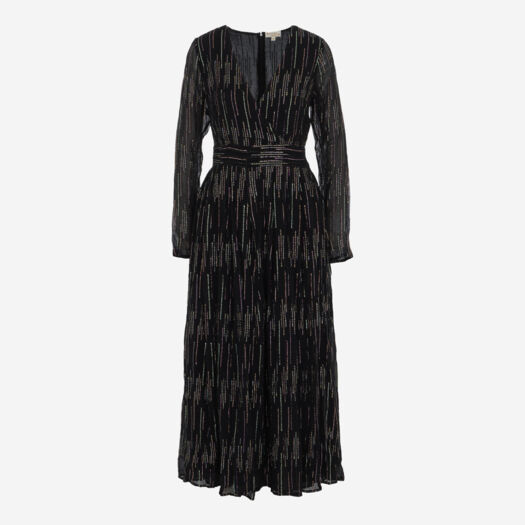 Black Colourful Metallic Pattern Long Dress - Image 1 - please select to enlarge image