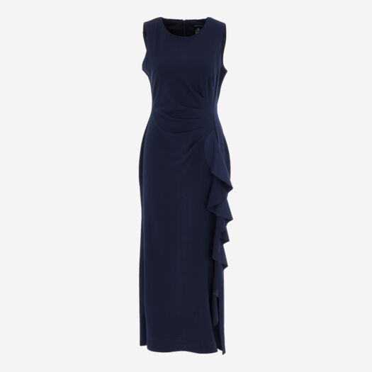 Navy Ruffle Dress  - Image 1 - please select to enlarge image