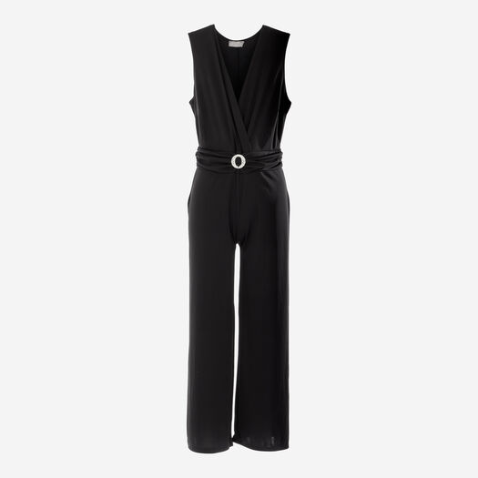 Black Sleeveless Buckle Jumpsuit - Image 1 - please select to enlarge image