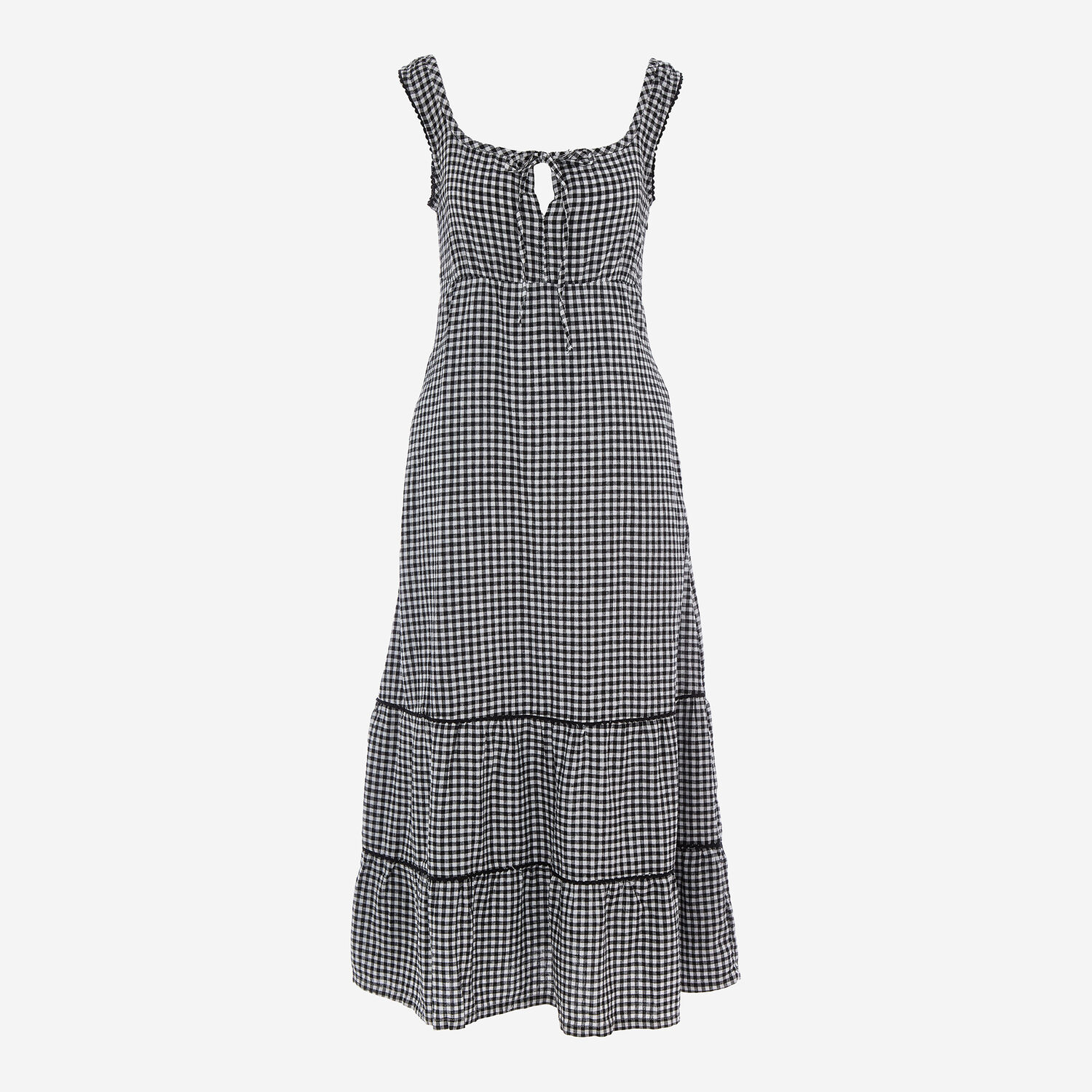 Grey Check Linen Blend Milkmaid Midi Dress - TK Maxx UK Grey Check Linen Blend Milkmaid Midi Dress - TK Maxx UK