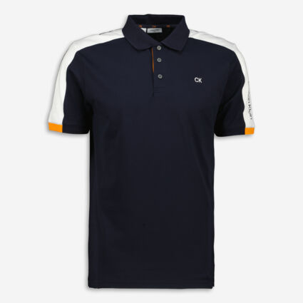 Navy & White Golf Polo Shirt - Image 1 - please select to enlarge image