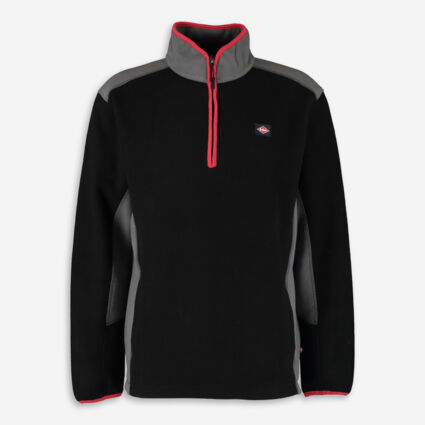 Black & Grey Zip Neck Fleece - Image 1 - please select to enlarge image