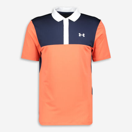 Orange Colorblock Golf Polo Shirt - Image 1 - please select to enlarge image