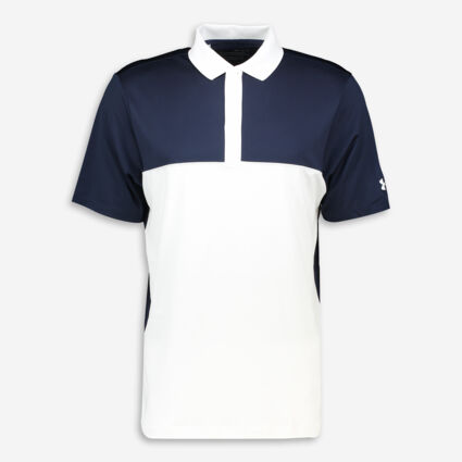 Navy & White Perf 3 Blocked Polo Shirt - Image 1 - please select to enlarge image