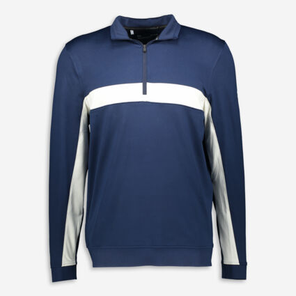 Navy Striped Zip Neck Jumper - Image 1 - please select to enlarge image