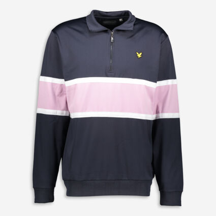 Navy & Lilac Midlayer Tech Zip Top - Image 1 - please select to enlarge image