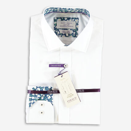 White Pinpoint Oxford Slim Fit Shirt  - Image 1 - please select to enlarge image