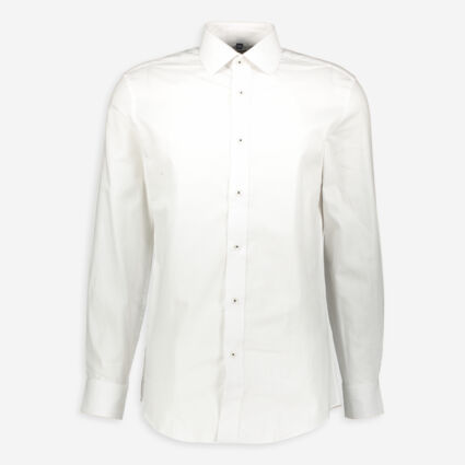 White Twill Long Sleeve Shirt  - Image 1 - please select to enlarge image