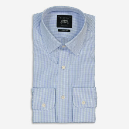 Blue Classic Fit Checked Shirt        - Image 1 - please select to enlarge image