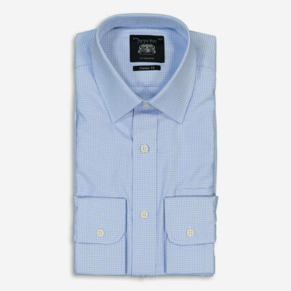Blue Classic Fit Houndstooth Shirt        - Image 1 - please select to enlarge image