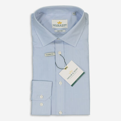 Blue & White Tailored Fit Shirt  - Image 1 - please select to enlarge image