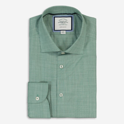 Green Extra Slim Fit Checked Shirt       - Image 1 - please select to enlarge image