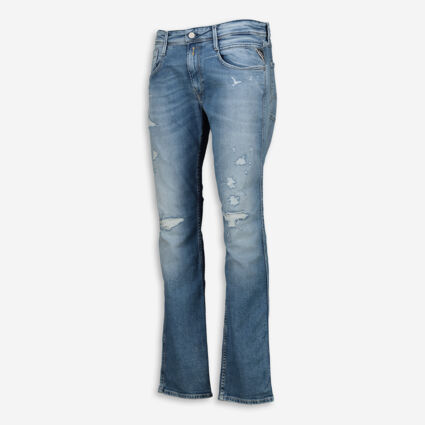 Light Wash Distressed Effect Jeans  - Image 1 - please select to enlarge image