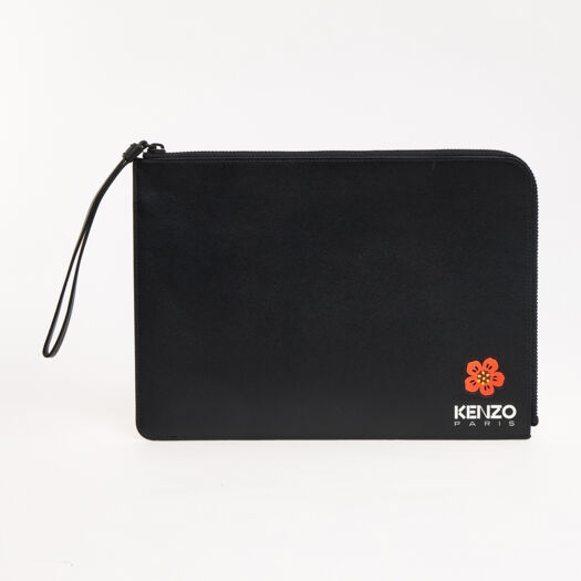 Black Leather Logo Bag  - Image 1 - please select to enlarge image