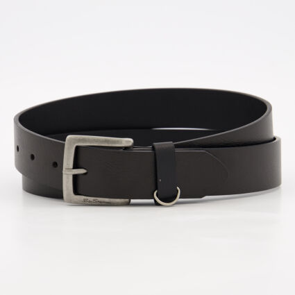 Black Leather Belt  - Image 1 - please select to enlarge image