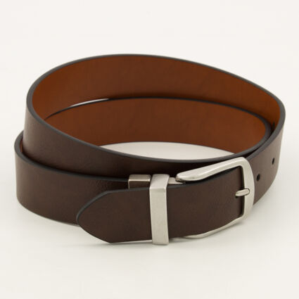 Brown Leather Jorges Reversible Belt - Image 1 - please select to enlarge image