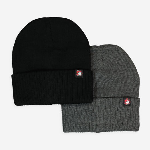 Two Pack Black & Grey Logo Tab Beanie  - Image 1 - please select to enlarge image